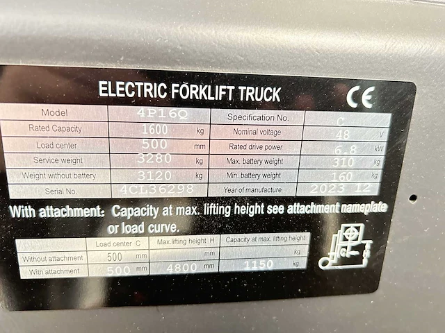 Noblelift - 2024 - fe4p16qc - 1.6t vorkheftruck verstelbare lepels 4.8m - afbeelding 35 van  43