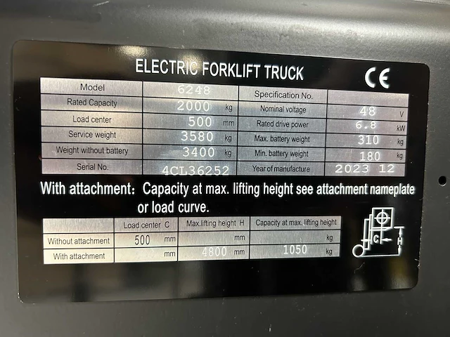 Noblelift fe4p20qc vorkheftruck verstelbare lepels mast 4.8m 2023 - afbeelding 27 van  29