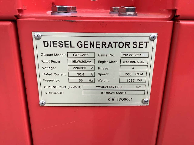 Noodstroom aggregaat / generator diesel 20 kva - afbeelding 3 van  17