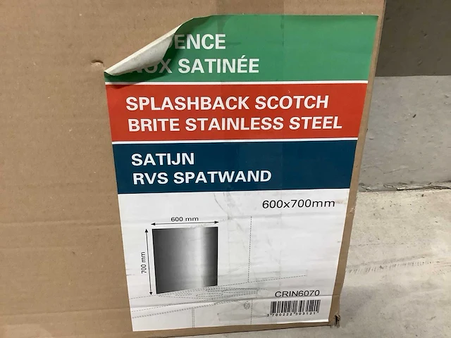 Nord inox spatscherm 70x60cm rvs spatwand - afbeelding 3 van  3