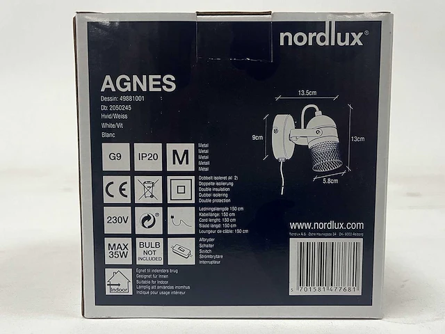 Nordlux - agnes - wandlamp wit (4x) - afbeelding 3 van  5