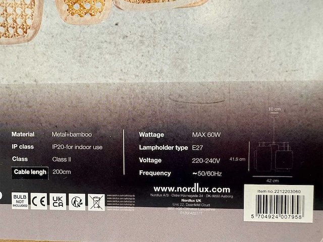 Nordlux - bali pendant - hanglamp (3x) - afbeelding 4 van  4