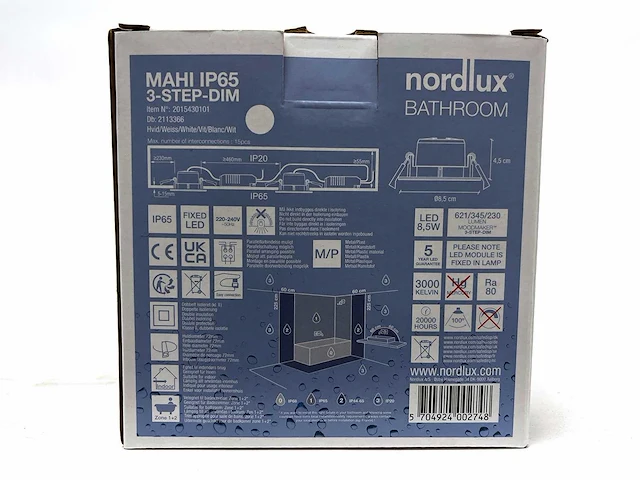 Nordlux - mahi ip65 3-step-dim - led badkamerspot (12x) - afbeelding 3 van  4