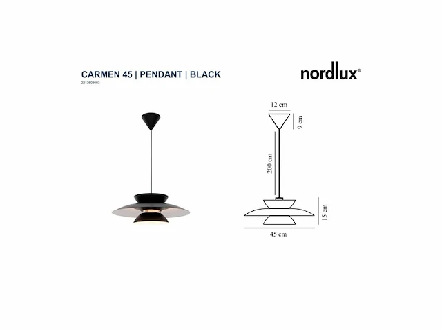 Nordlux carmen plafondlamp met koepel, zwart, e27 - afbeelding 3 van  3