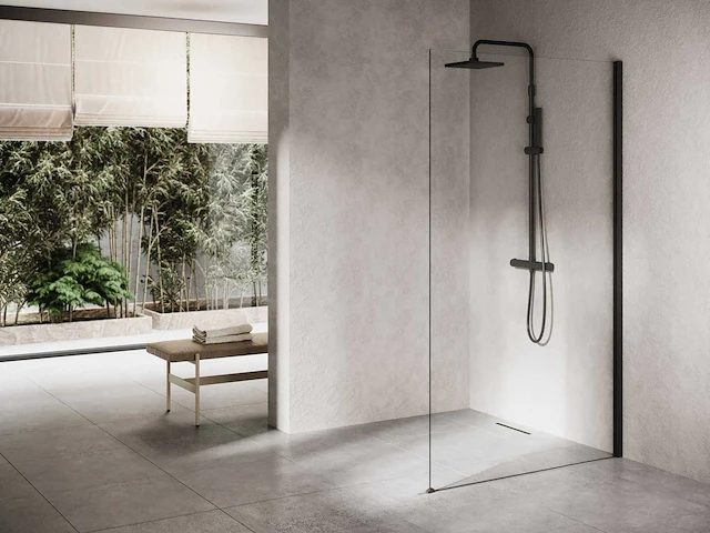 Novellini delphi inloopdouche 80x200cm helder glas-mat zwart - afbeelding 1 van  2