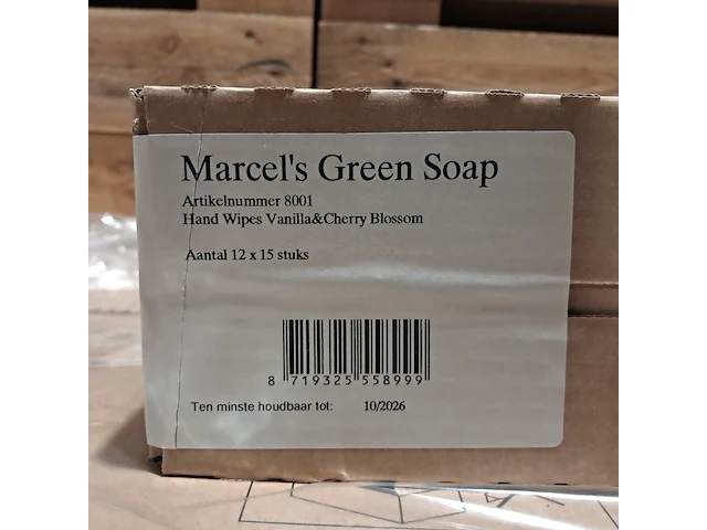 (ns materiaal) ± 1020 pakjes hygienische handdoekjes, marcel's green soap, vanilla & cherry blossom - afbeelding 6 van  6