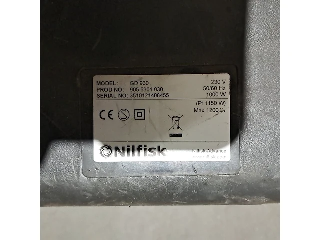 (ns materiaal) stofzuiger, nilfisk, gd 930 - afbeelding 8 van  9