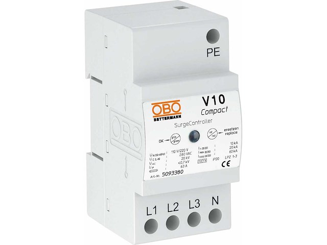 Obo betterman v10 compact 255v 4 polige overspanningsbeveiliging (4x) - afbeelding 1 van  2