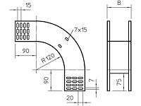 Obo-bettermann rbv 830 f fs / verticale bocht 90° dalend 85x300 staal - afbeelding 2 van  3