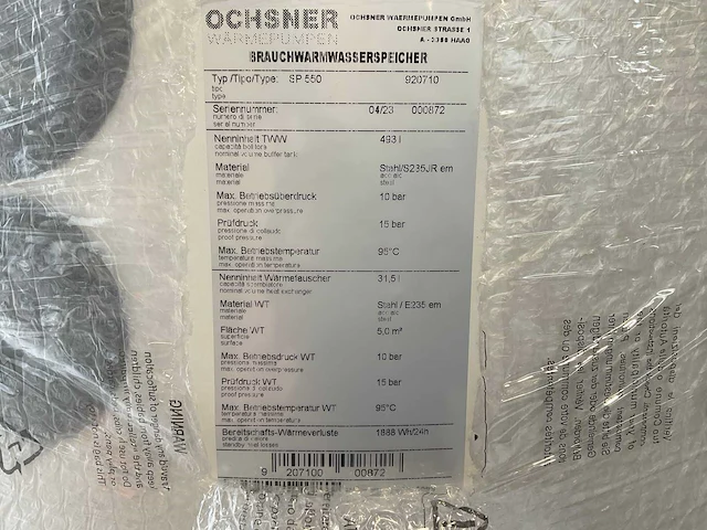 Ochsner sp550 boiler 493l (2x) - afbeelding 3 van  3