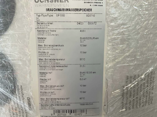 Ochsner sp550 boiler 493l - afbeelding 4 van  4