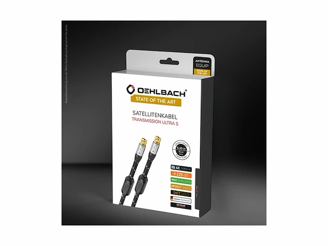 Oehlbach xxl transmission ultra s high end hpocc satellietkabel, antennekabel voor satelliet en skyontvangers fconnectors m/m zwart/grijs - afbeelding 3 van  3