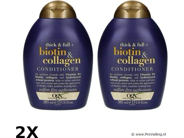 Ogx conditioner - thick & full biotin & collagen - versterkt & verdikt haar - voordeelverpakking 2x 385 ml - afbeelding 1 van  1