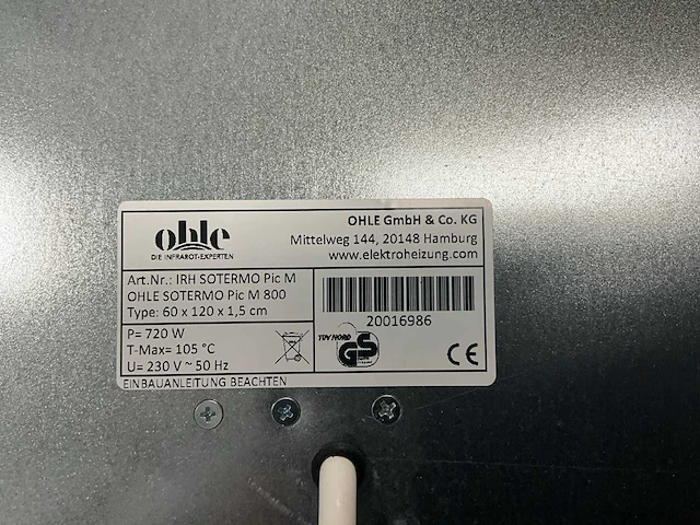Ohle infrarood verwarming paneel met opdruk - afbeelding 4 van  4