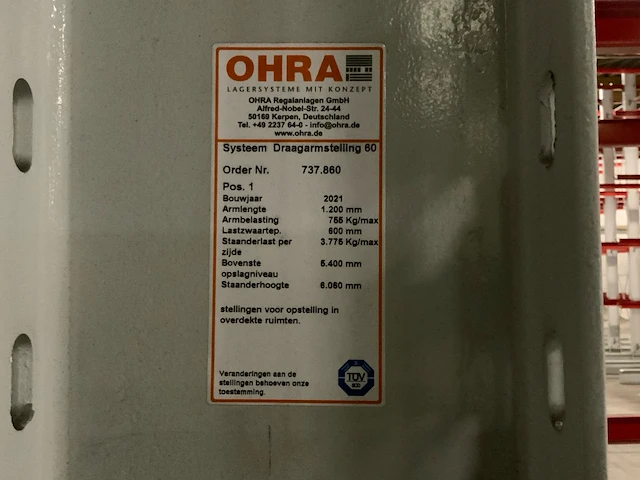 Ohra systeem 60 draagarmstelling (enkelzijdig) - afbeelding 5 van  5