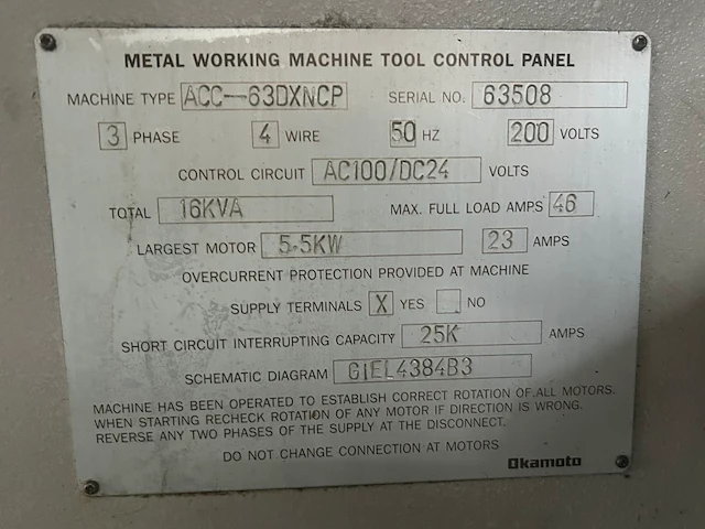 Okamoto - acc-63dxncp - vlakslijpmachine - afbeelding 2 van  10