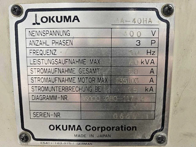 Okuma - 2000 - ma 40 ha - horizontaal cnc-bewerkingscentrum - afbeelding 16 van  17