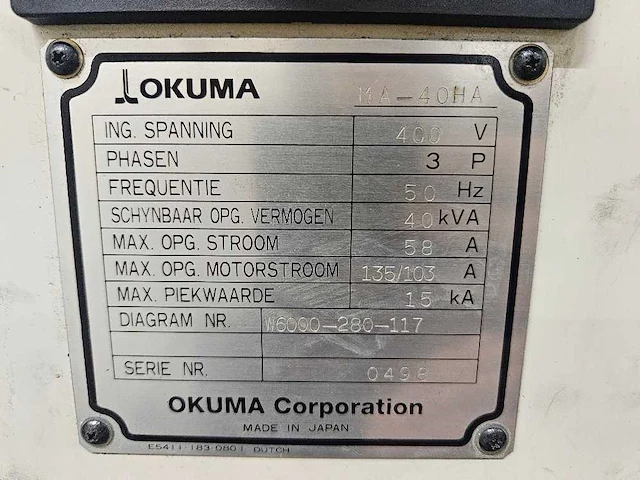 Okuma - 2000 - ma-40ha - horizontaal cnc-bewerkingscentrum - afbeelding 2 van  17
