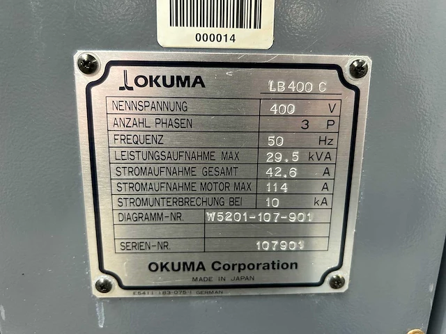Okuma - lb400 - cnc draaibank - 2003 - afbeelding 9 van  23