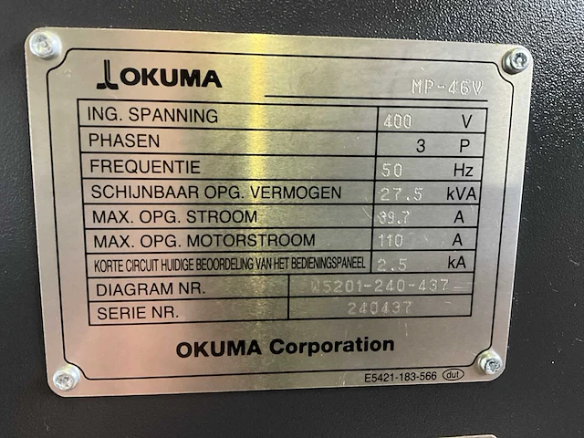 Okuma - mp-46v - 3-axis machining center - 2022 - afbeelding 15 van  38