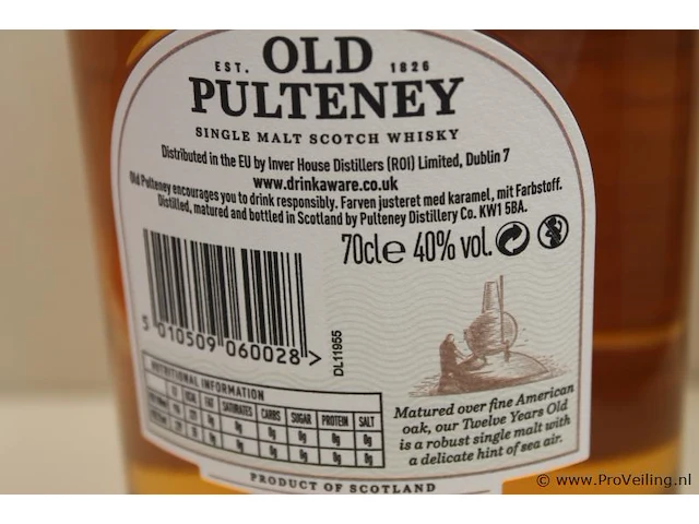 Old pulteney 12 jaar oud whisky- 70 cl - winkelverkoopprijs € 35.95 - afbeelding 4 van  4