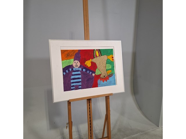 Olie pastel, gon steenstra, abrona - de haan en de pop, 1994 - afbeelding 2 van  6