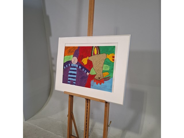 Olie pastel, gon steenstra, abrona - de haan en de pop, 1994 - afbeelding 3 van  6