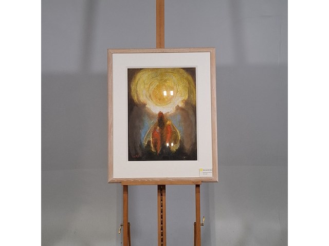 Olieverf schilderij, han mes, varen naar het licht - afbeelding 1 van  8