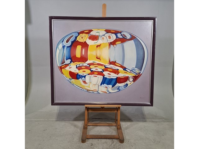 Olieverf schilderij, krijn meuldijk, een nieuw glas, 1982 - afbeelding 1 van  8
