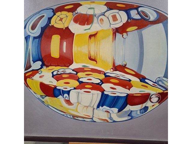 Olieverf schilderij, krijn meuldijk, een nieuw glas, 1982 - afbeelding 4 van  8