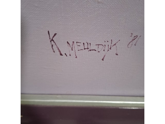 Olieverf schilderij, krijn meuldijk, een nieuw glas, 1982 - afbeelding 5 van  8