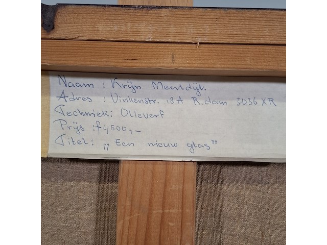 Olieverf schilderij, krijn meuldijk, een nieuw glas, 1982 - afbeelding 8 van  8