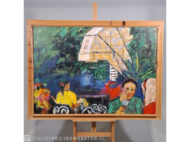 Olieverf schilderij op doek maya wildevuur (1944-2023), het terras, bouwjaar 1993 - afbeelding 11 van  18