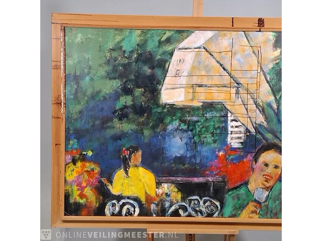 Olieverf schilderij op doek maya wildevuur (1944-2023), het terras, bouwjaar 1993 - afbeelding 12 van  18