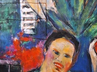 Olieverf schilderij op doek maya wildevuur (1944-2023), het terras, bouwjaar 1993 - afbeelding 14 van  18