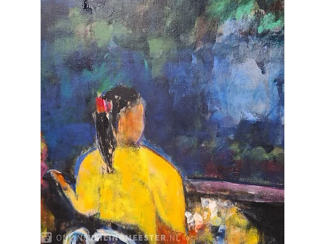 Olieverf schilderij op doek maya wildevuur (1944-2023), het terras, bouwjaar 1993 - afbeelding 15 van  18