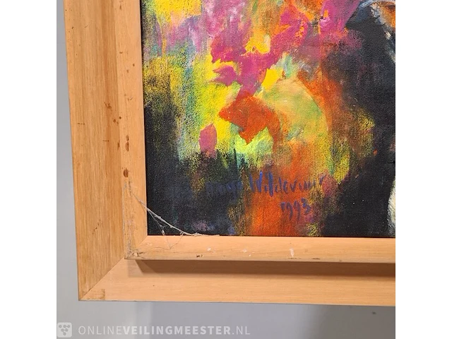Olieverf schilderij op doek maya wildevuur (1944-2023), het terras, bouwjaar 1993 - afbeelding 16 van  18