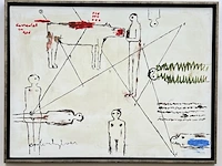 Olieverfschilderij op doek, "corrected in red", geschilderd door anton heyboer (1924 - 2005) , te dateren eind jaren '70 - afbeelding 1 van  3