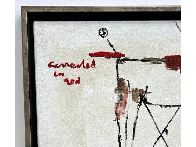 Olieverfschilderij op doek, "corrected in red", geschilderd door anton heyboer (1924 - 2005) , te dateren eind jaren '70 - afbeelding 3 van  3