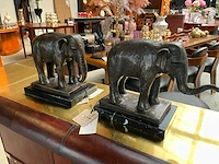 Olifant bronzen beeld / boekensteun (2x) - afbeelding 1 van  4