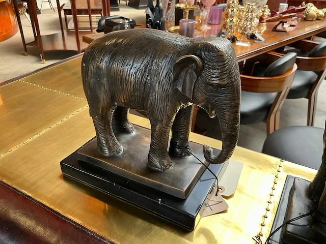 Olifant bronzen beeld / boekensteun (2x) - afbeelding 3 van  4