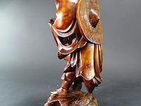 Olijfhouten beeld chinese visserman - afbeelding 4 van  5