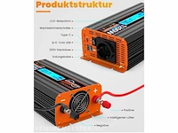 Omvormer 12v naar 230v zuivere sinus - 1200w auto spanning - afbeelding 2 van  4