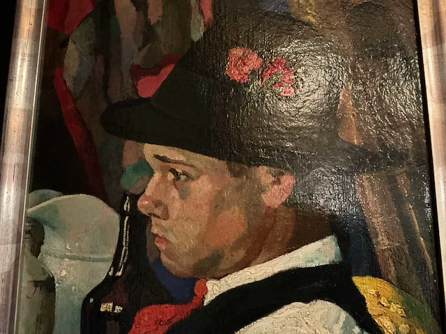 Onbekend- portret van muzikant - olieverf op doek - afbeelding 5 van  10