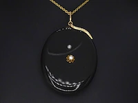 Onix medaillon met goud en parels - afbeelding 2 van  6