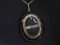 Onix medaillon met goud en parels - afbeelding 4 van  6