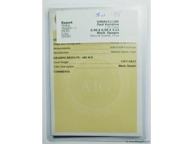 Onyx 1.55ct aig certified - afbeelding 3 van  4