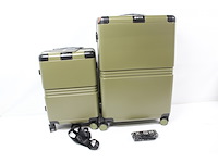 Onyx 2-delige kofferset handbagage en checkin koffer 33l/100 l tsa slot spinner wielen lichtgewicht trolley aluminium sluiting groen - afbeelding 5 van  6