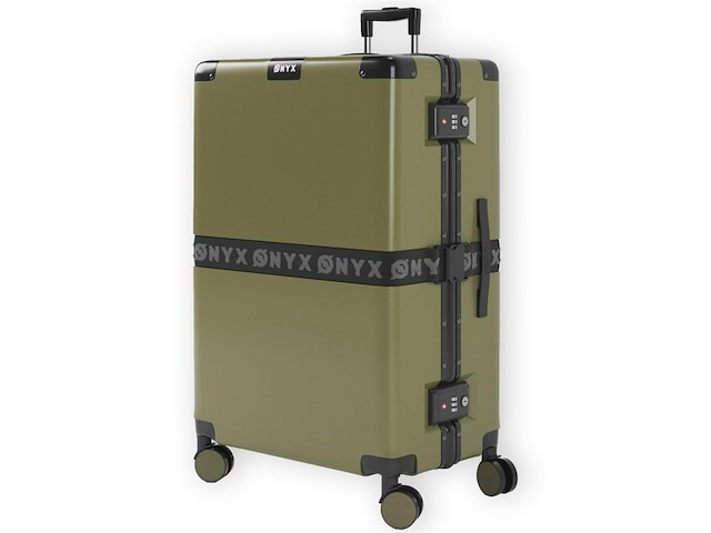Onyx checkin koffer 65/100l tsaslot spinner wielen lichte trolley aluminium sluiting groen - afbeelding 1 van  1
