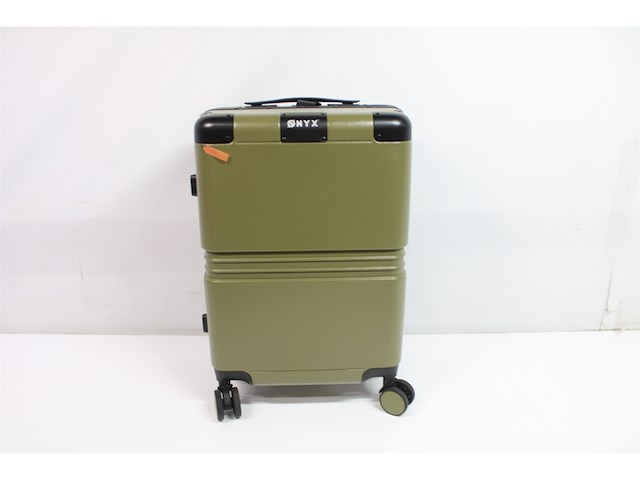 Onyx handbagage koffer 33 liter met tsa slot spinner wielen lichtgewicht trolley aluminium sluiting olive - afbeelding 2 van  3